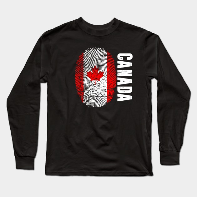 Canada Flag Fingerprint My Story DNA Canadian Long Sleeve T-Shirt by Your Culture & Merch